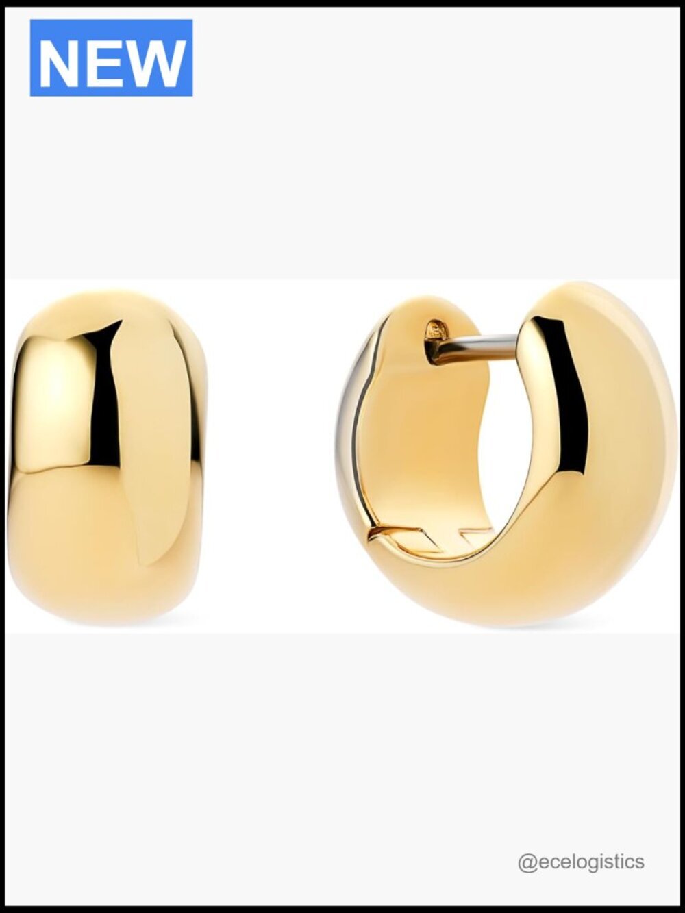 14K Gold Plated Huggie Hoop Earrings Hypoallergenic Chunky Hoops Water-Resistant
